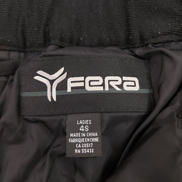Fera Ski Snow Pants Womens 4 Black Insulated Ankle Zip Nylon Snowboarding - Picture 9 of 12